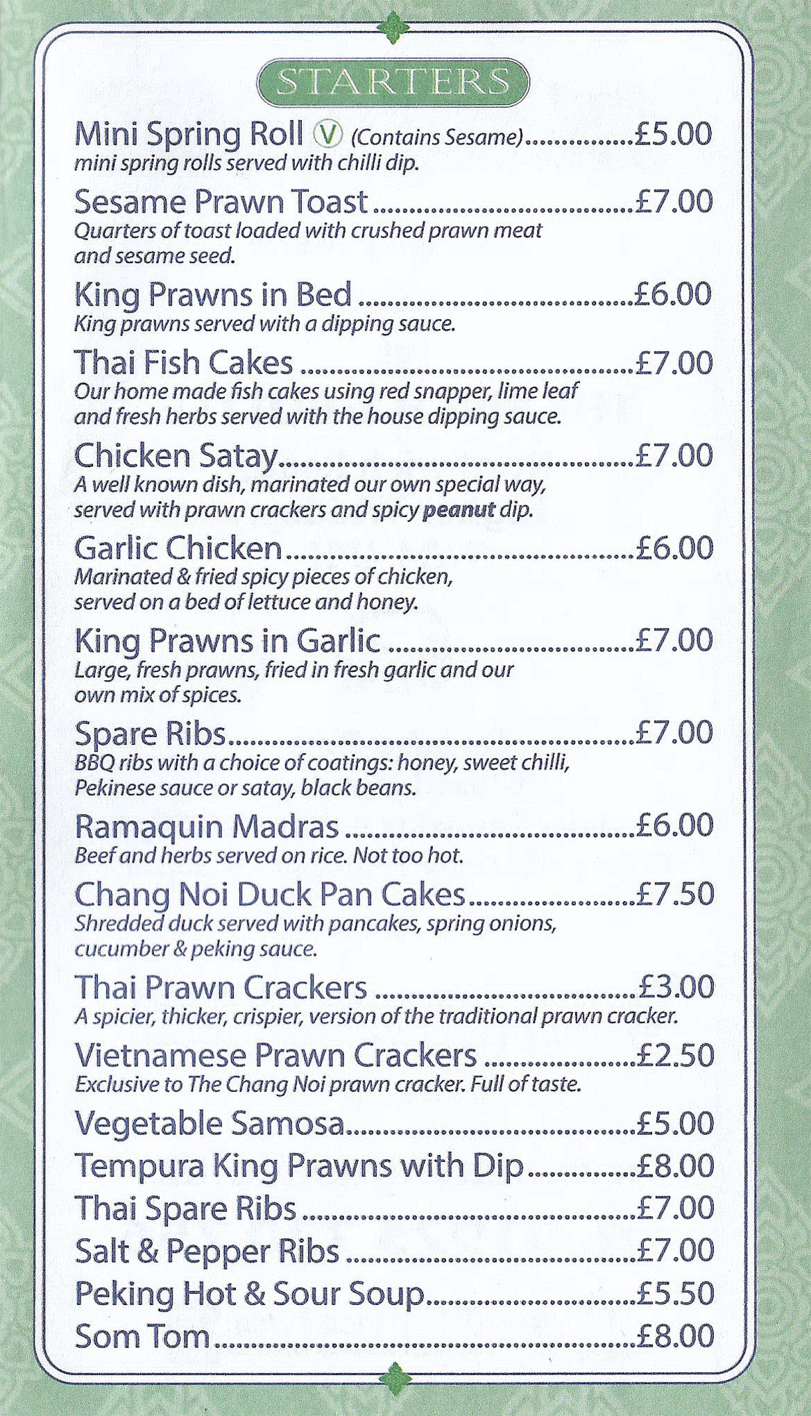 Chang Noi Takeaway Menu